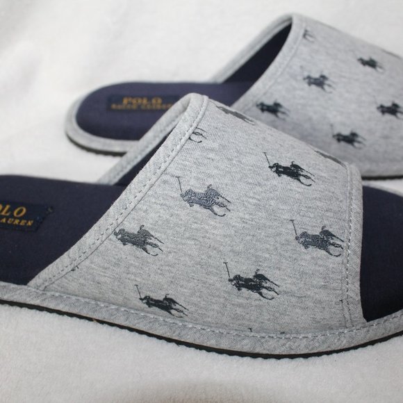 NIB POLO RALPH LAUREN MEN\'S SCUFF SLIPPERS GRAY‎ main image 6